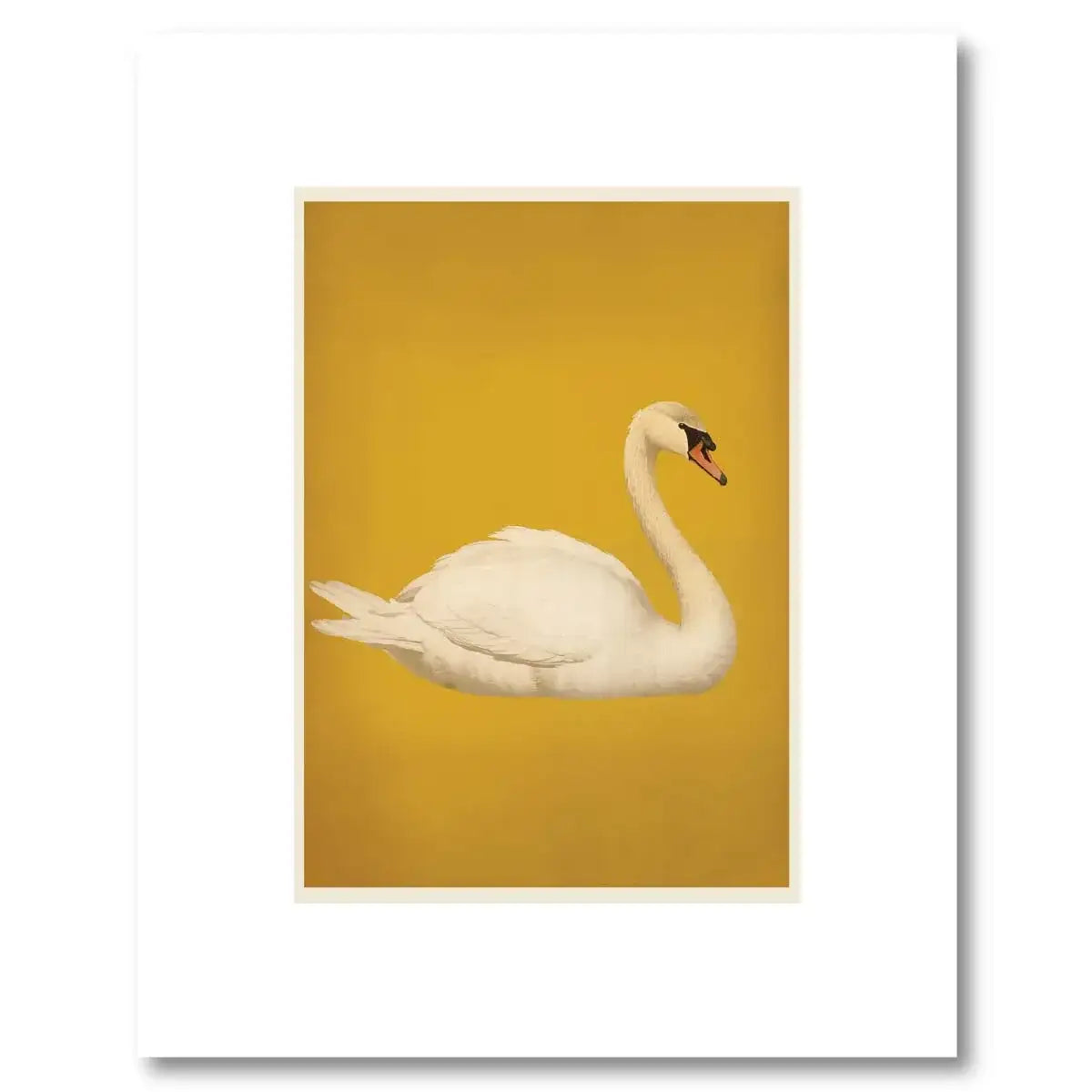 White Swan on Gold Art Print