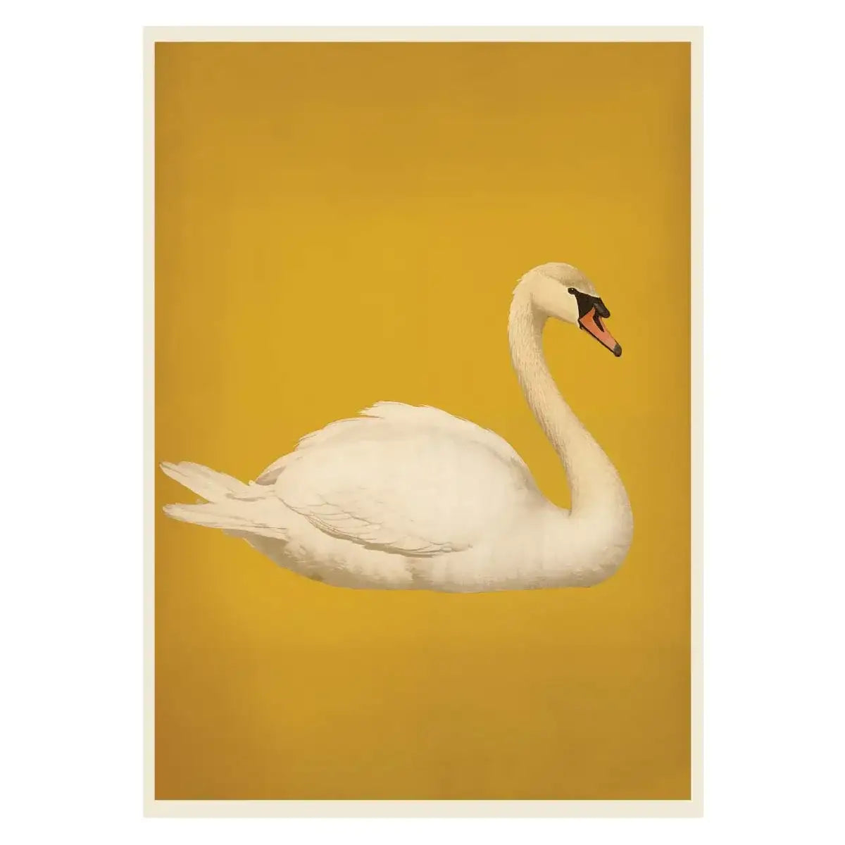 White Swan on Gold Art Print
