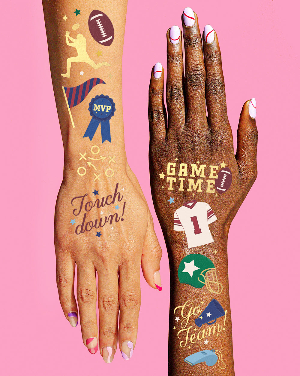 Varsity Tats - 64 foil temporary tattoos