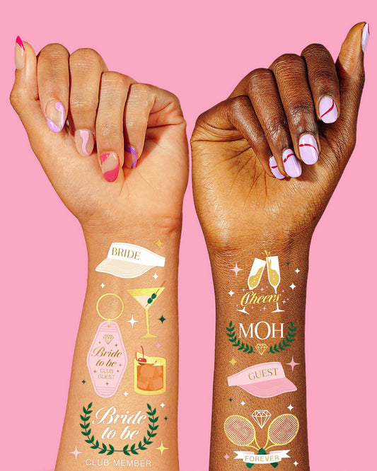 Fancy Bride Tats - 48 foil temporary tattoos