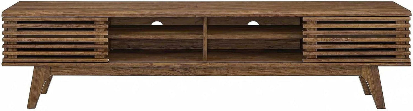 70 Inch Mid Century Modern Walnut TV Stand Console