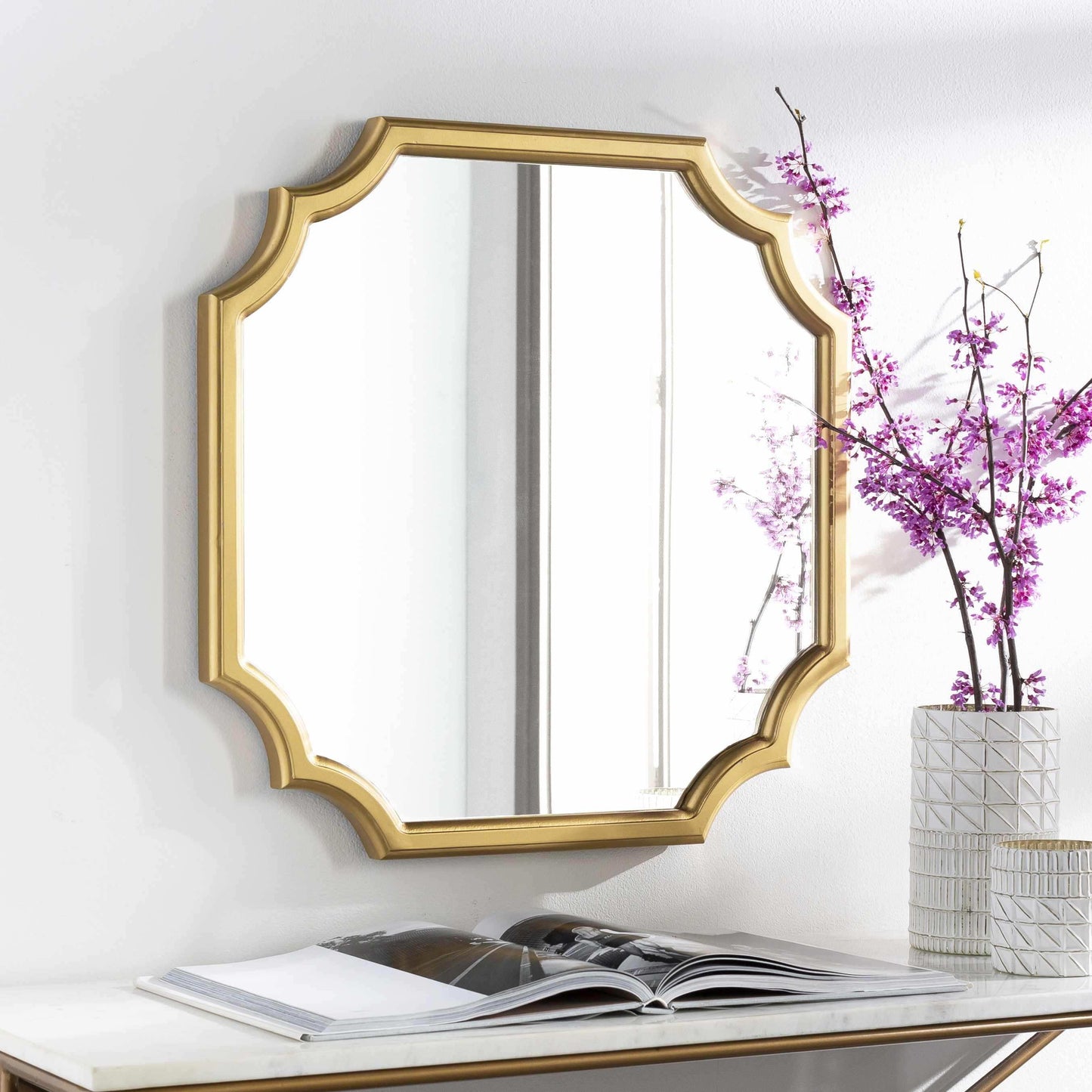 Abangay Gold Contemporary Wood Frame Mirror - Clearance