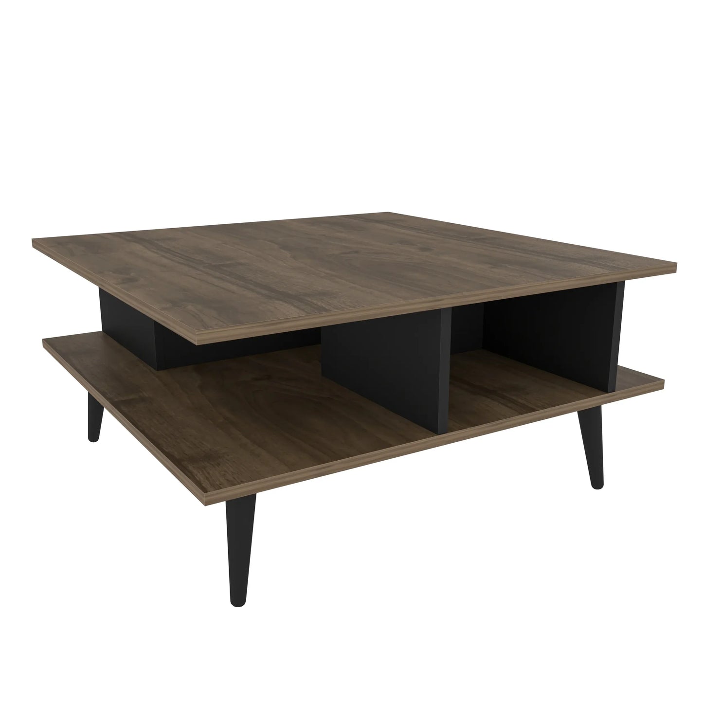 Akya 35 inch Wide Square Coffee Table with Open Shelf Storage