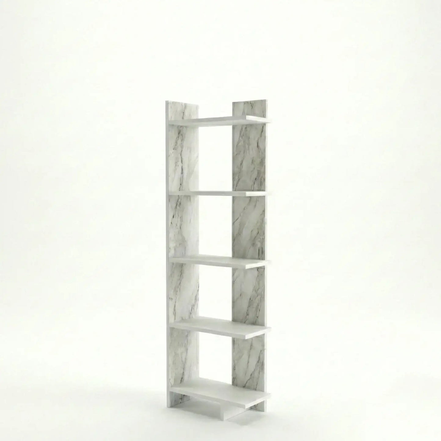 Alice 67” Corner Bookcase – 5-Tier Narrow L-Shaped Wall-Mounted Corner Bookshelf