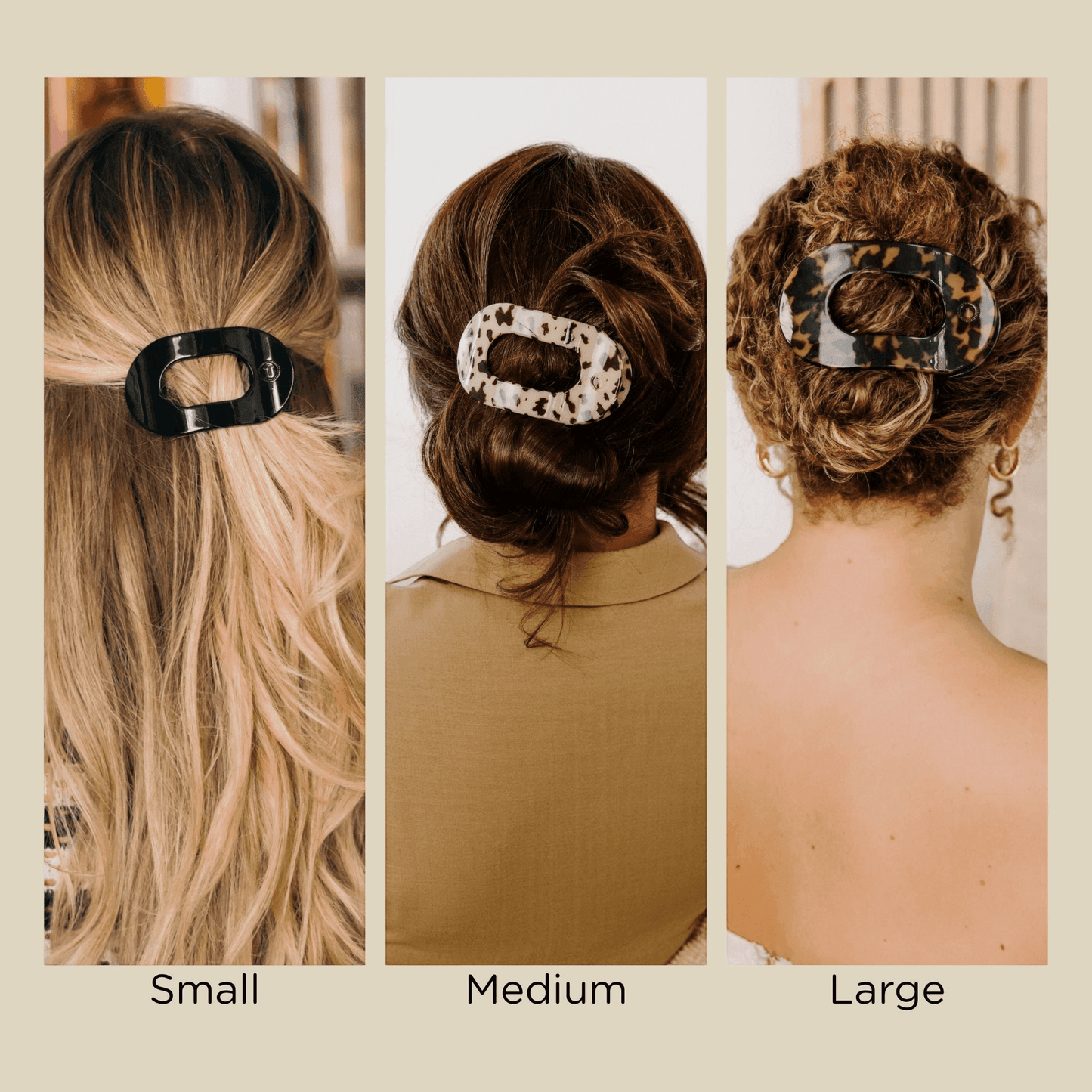 Almond Beige Medium Flat Round Hair Clip