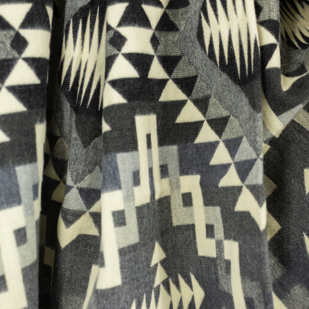 Reversible Handwoven Alpaca Throw Blanket | Interlocking Lines Gray, Black & Cream | Yachana Collection