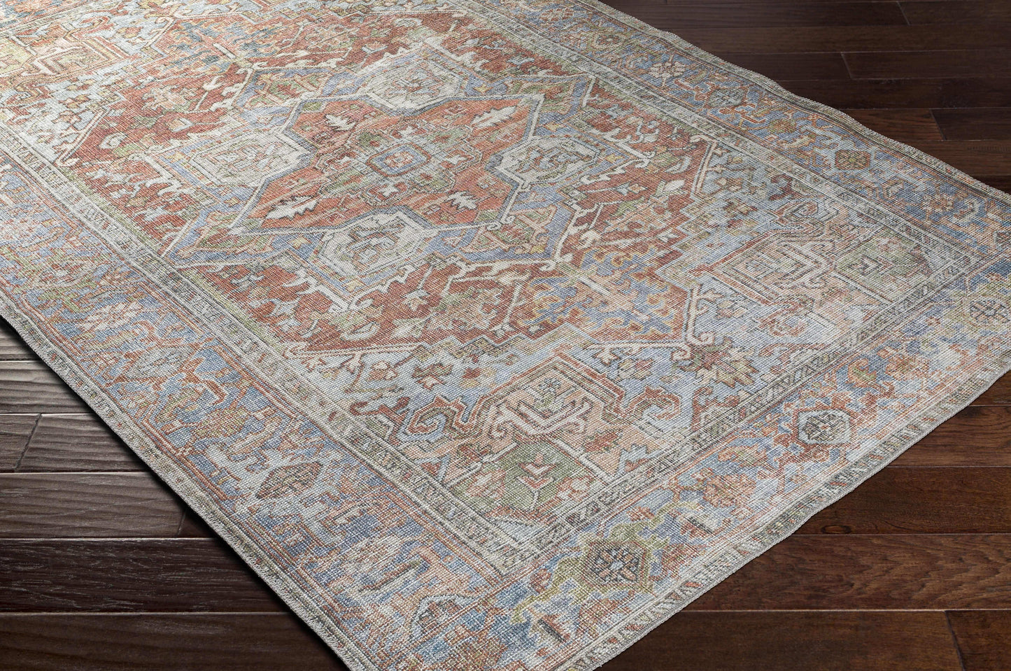Maayon Medallion Rust Washable Area Rug
