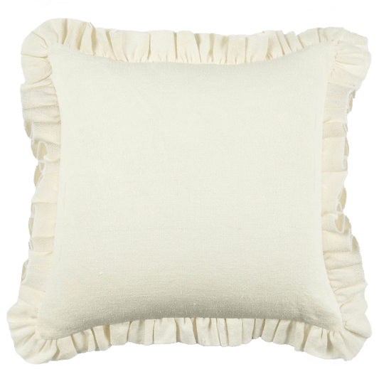 Anita Linen Solid Throw Pillow Cover, Cream Ruffled
