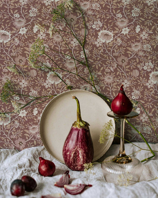 Annabelle Wallpaper in Plumwood Rose