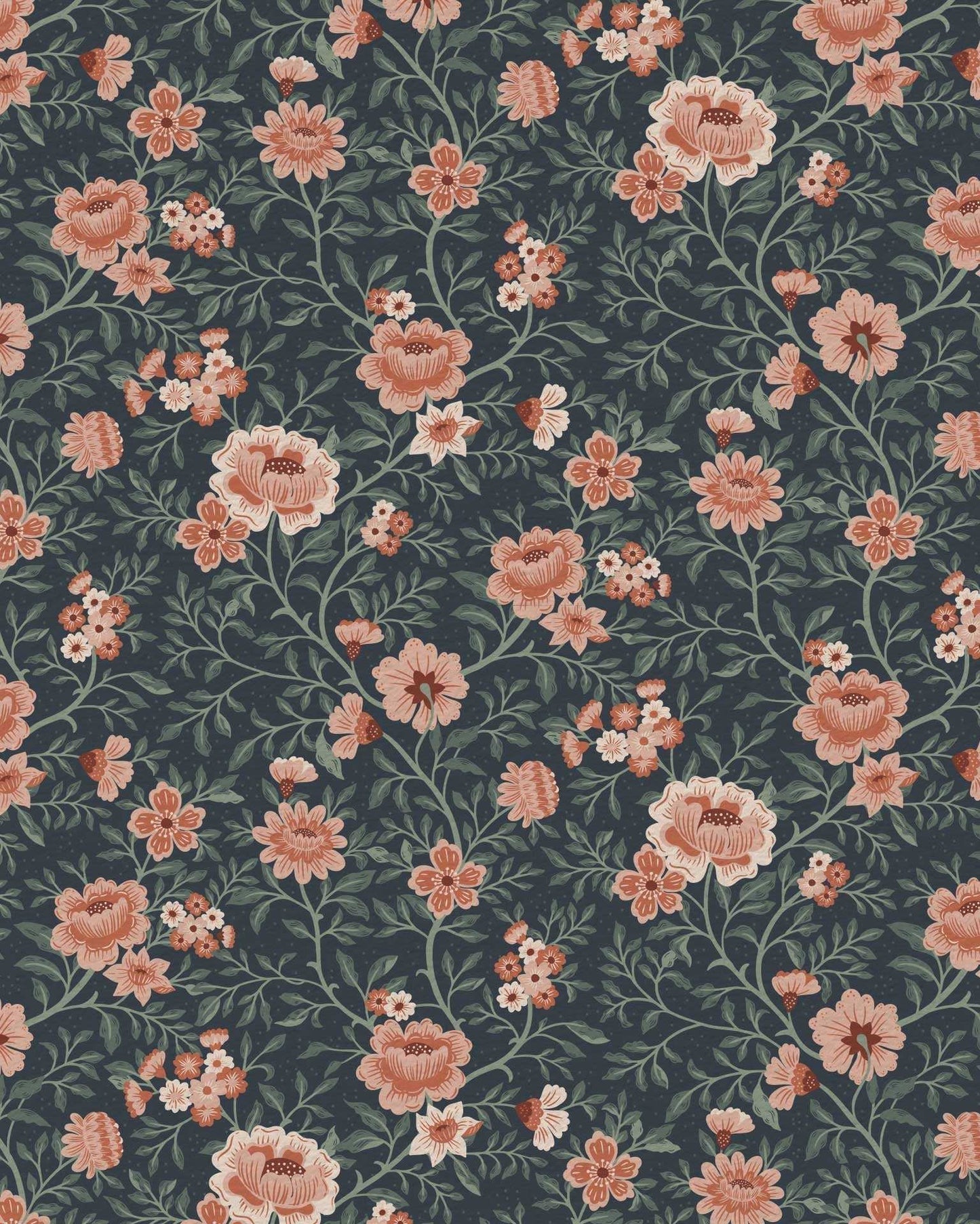 Annabelle Wallpaper in Terracotta Night