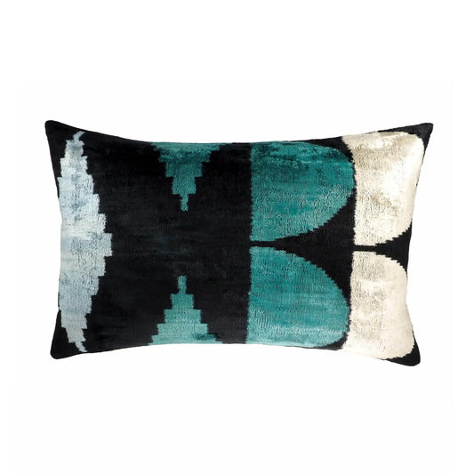 ArtDeco Silk Velvet Ikat Throw Pillow Cover 16 X 24