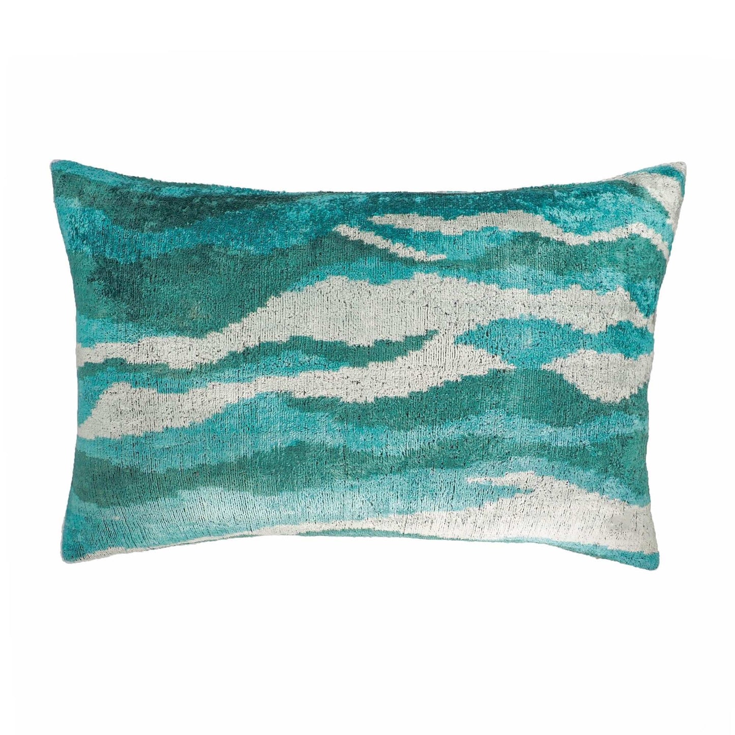 Atlantic Silk Velvet Ikat Throw Pillow Cover 16 X 24