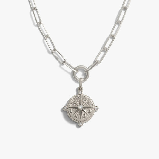 Compass Locket Charm Necklace
