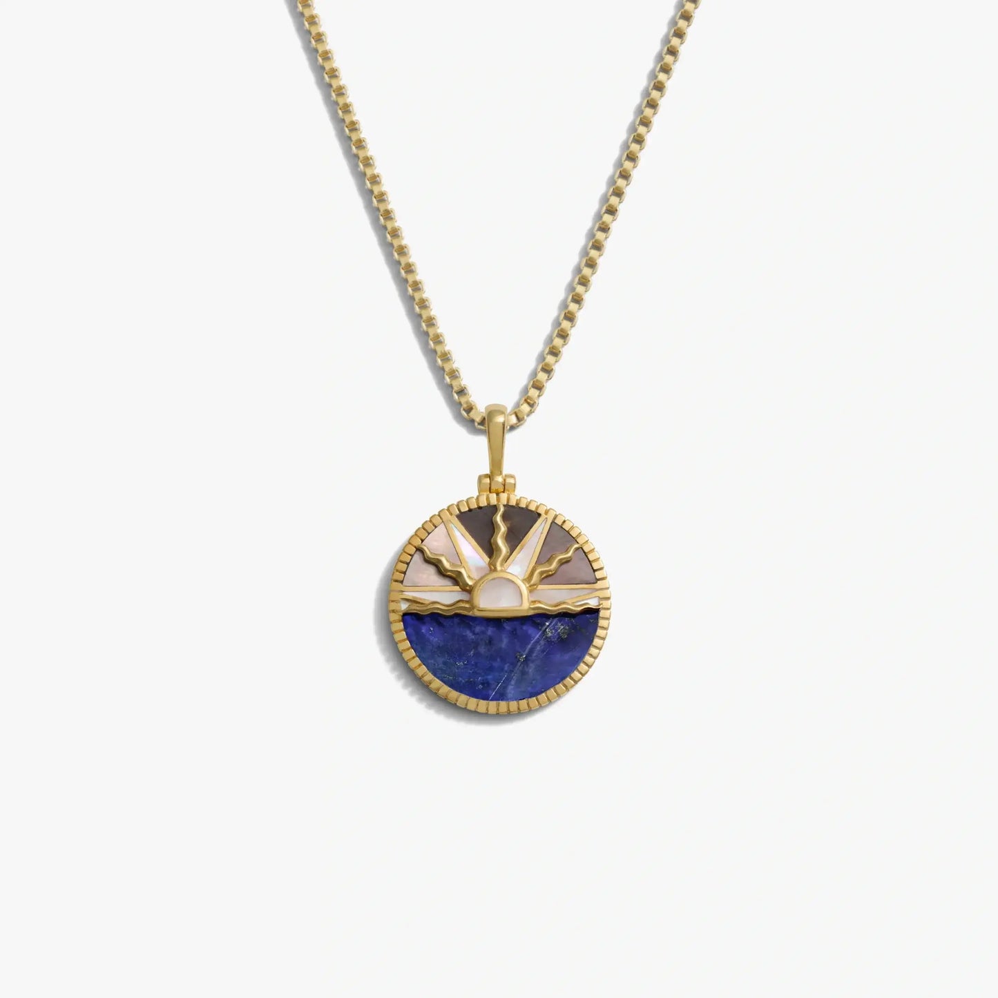 Gemstone Inlay Sunrise Necklace