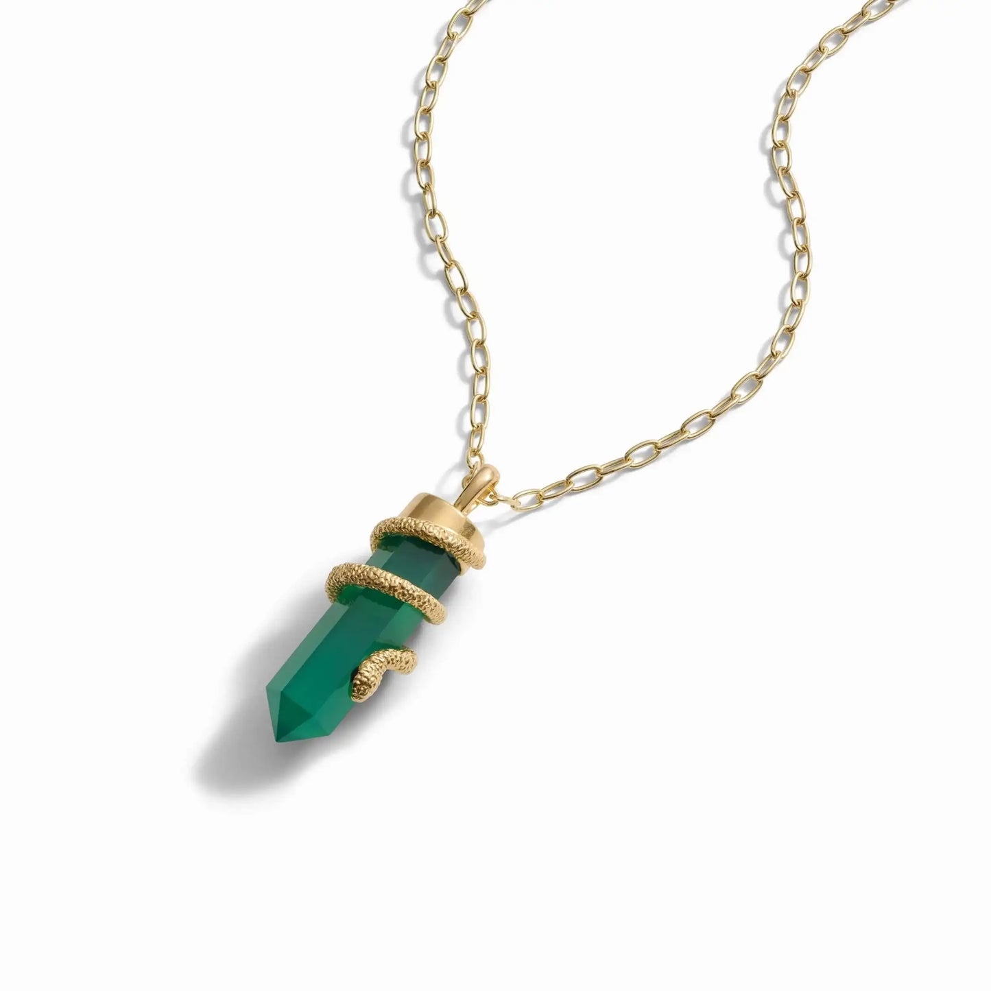 Green Onyx Crystal Snake Necklace