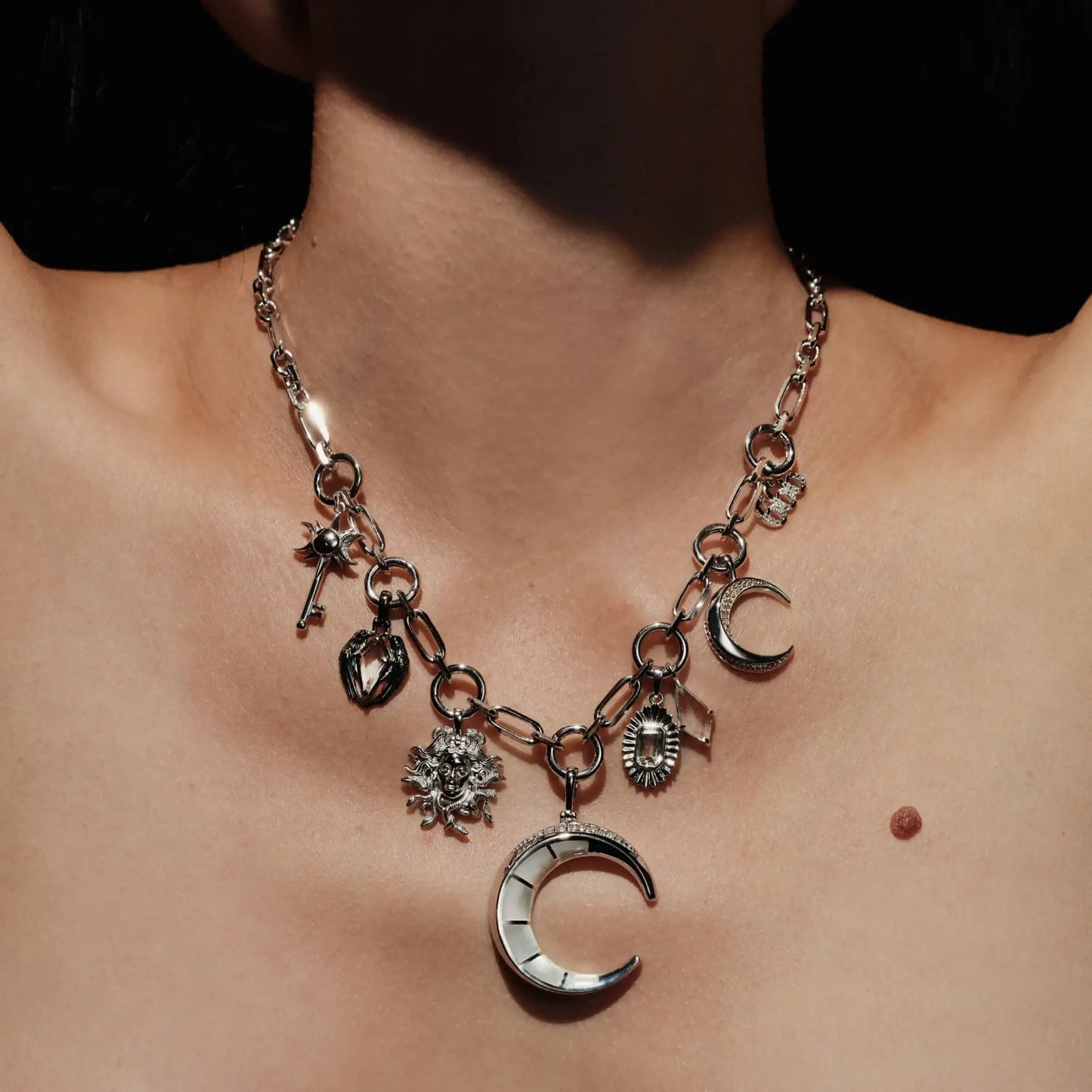 Mini Triple Moon Key Amulet