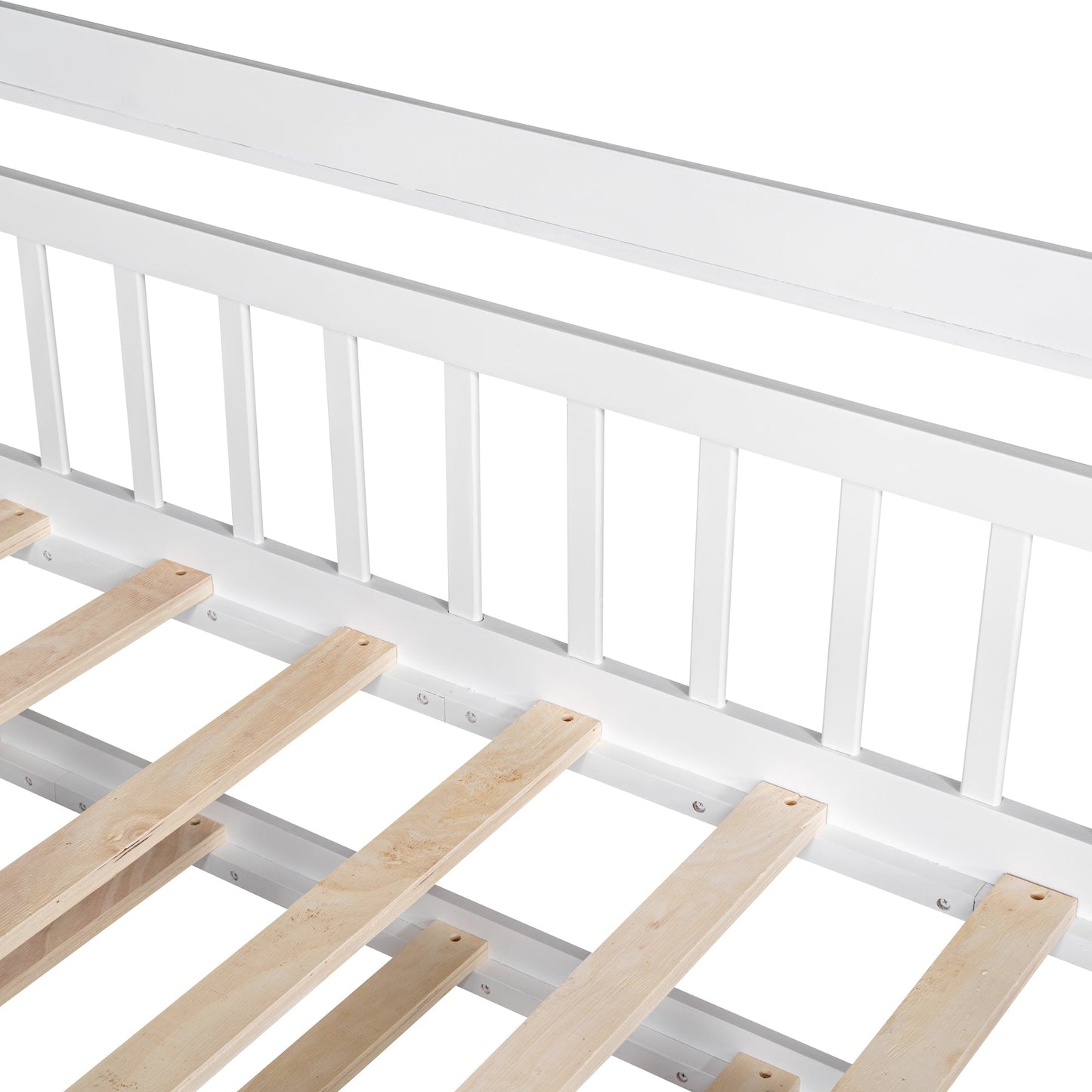 Wooden Twin Size House Bed with Trundle,Kids Bed with Shelf, White(Old SKU:WF301682AAK)