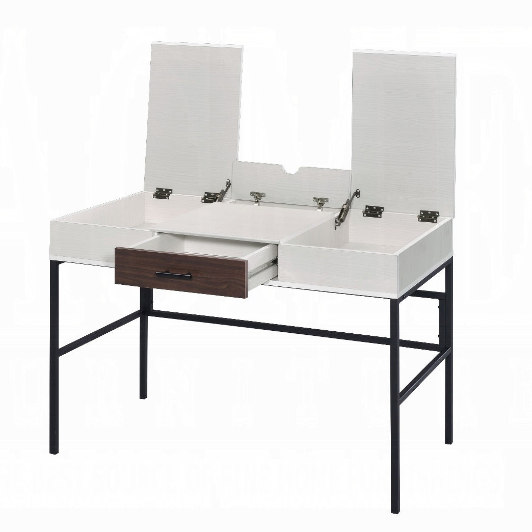 Natural and Black Writing Desk with USB Port