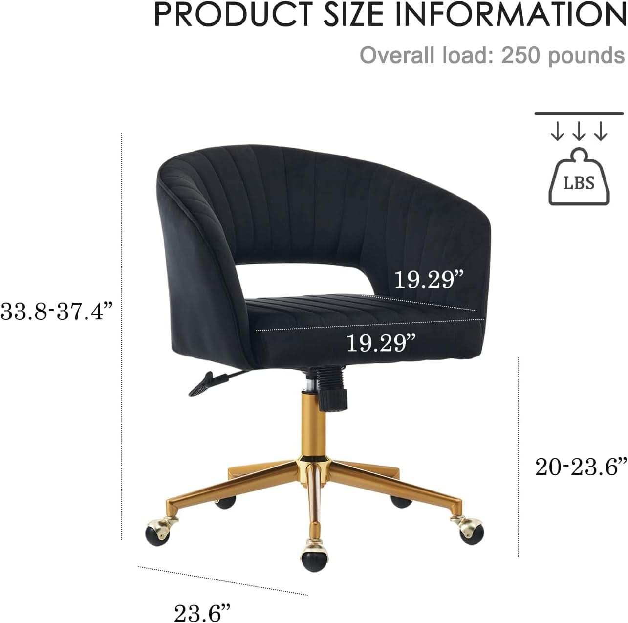 Velvet Home Office Chair 360 Degree Swivel Black Lux Velvet