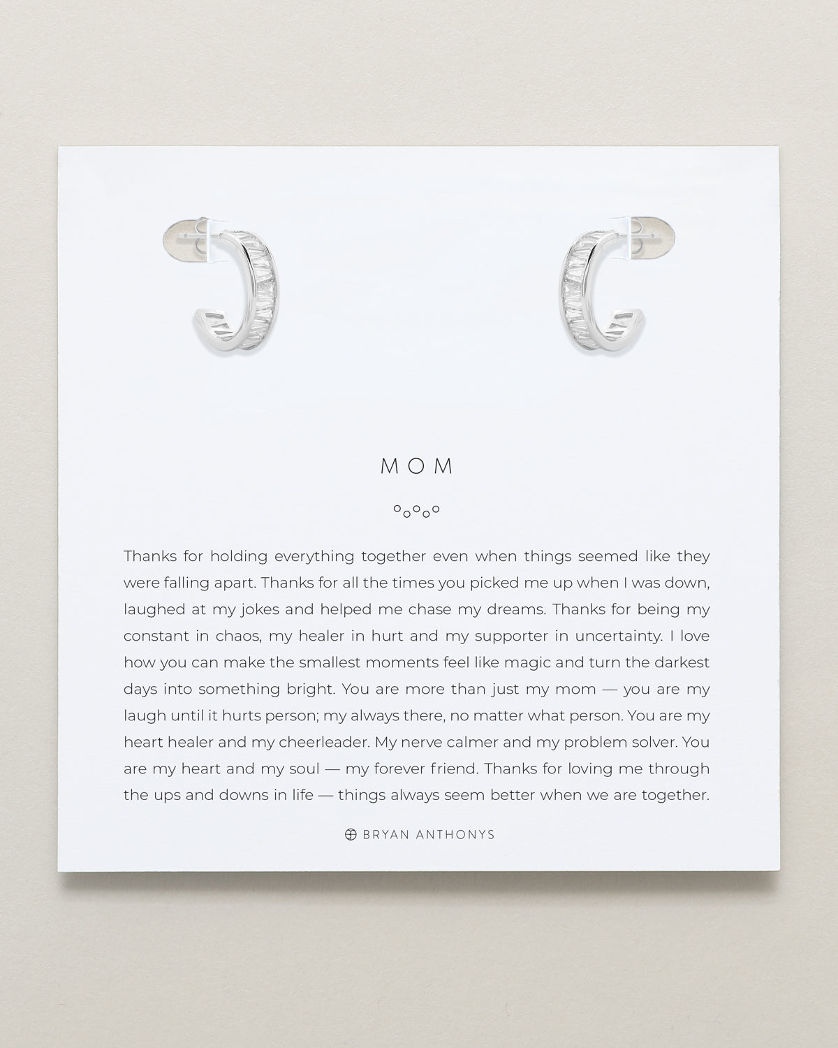 Mom Baguette Mini Hoop Earrings