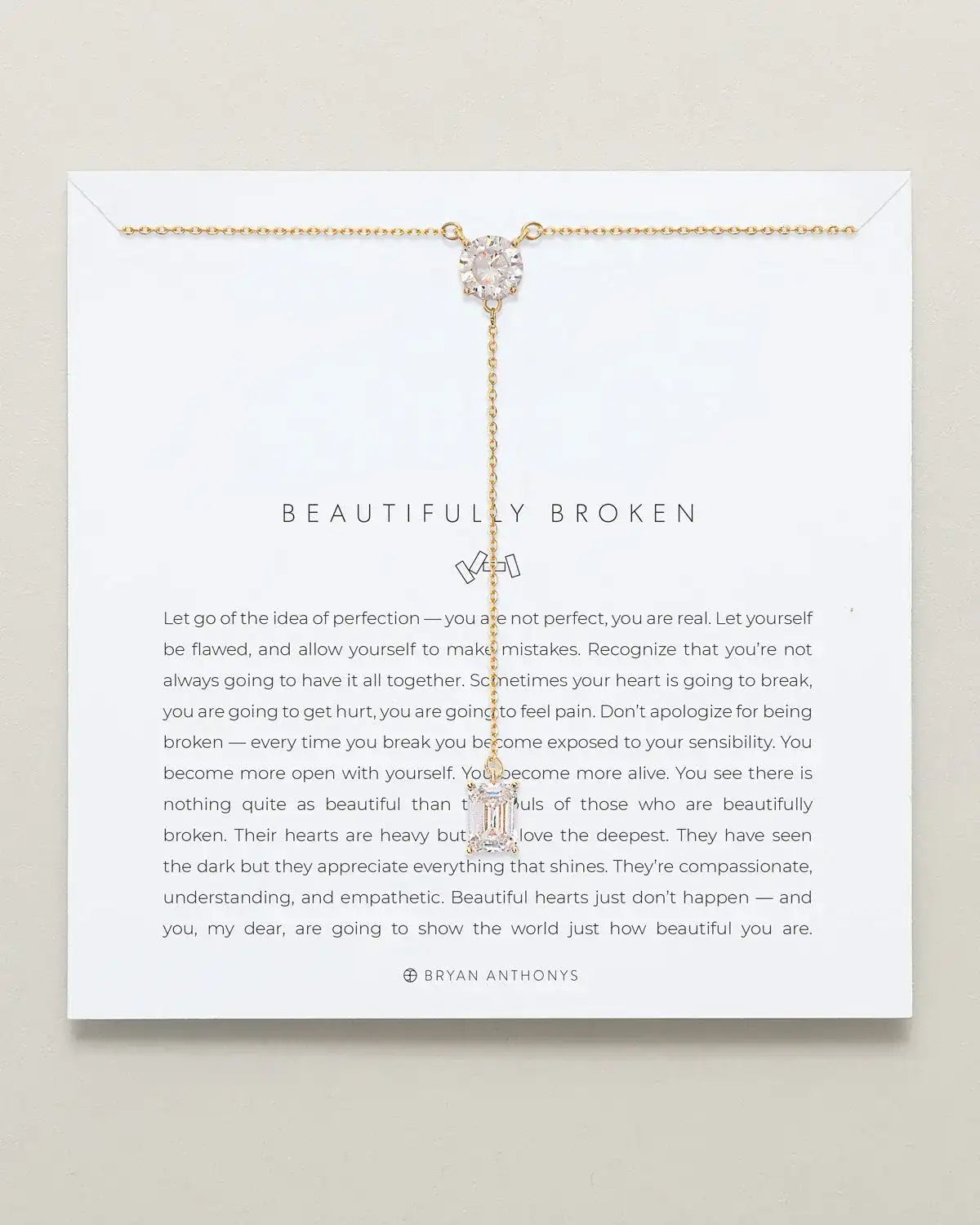 Beautifully Broken Emerald Cut Lariat Necklace