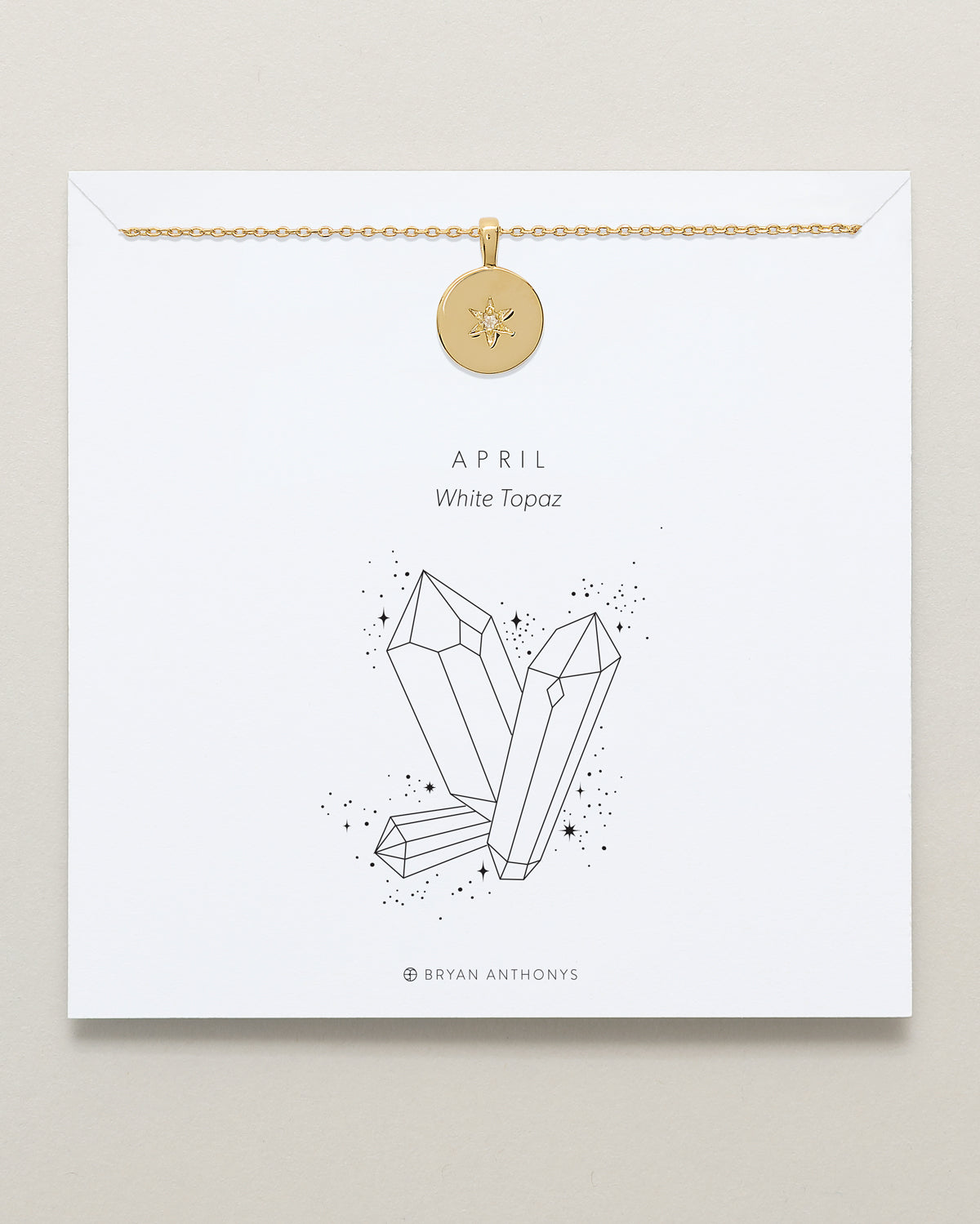 Birthstone Pendant Necklace — White Topaz