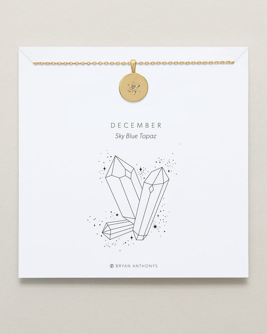 Birthstone Pendant Necklace — Sky Blue Topaz
