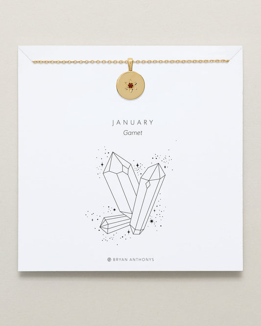 Birthstone Pendant Necklace —  Garnet