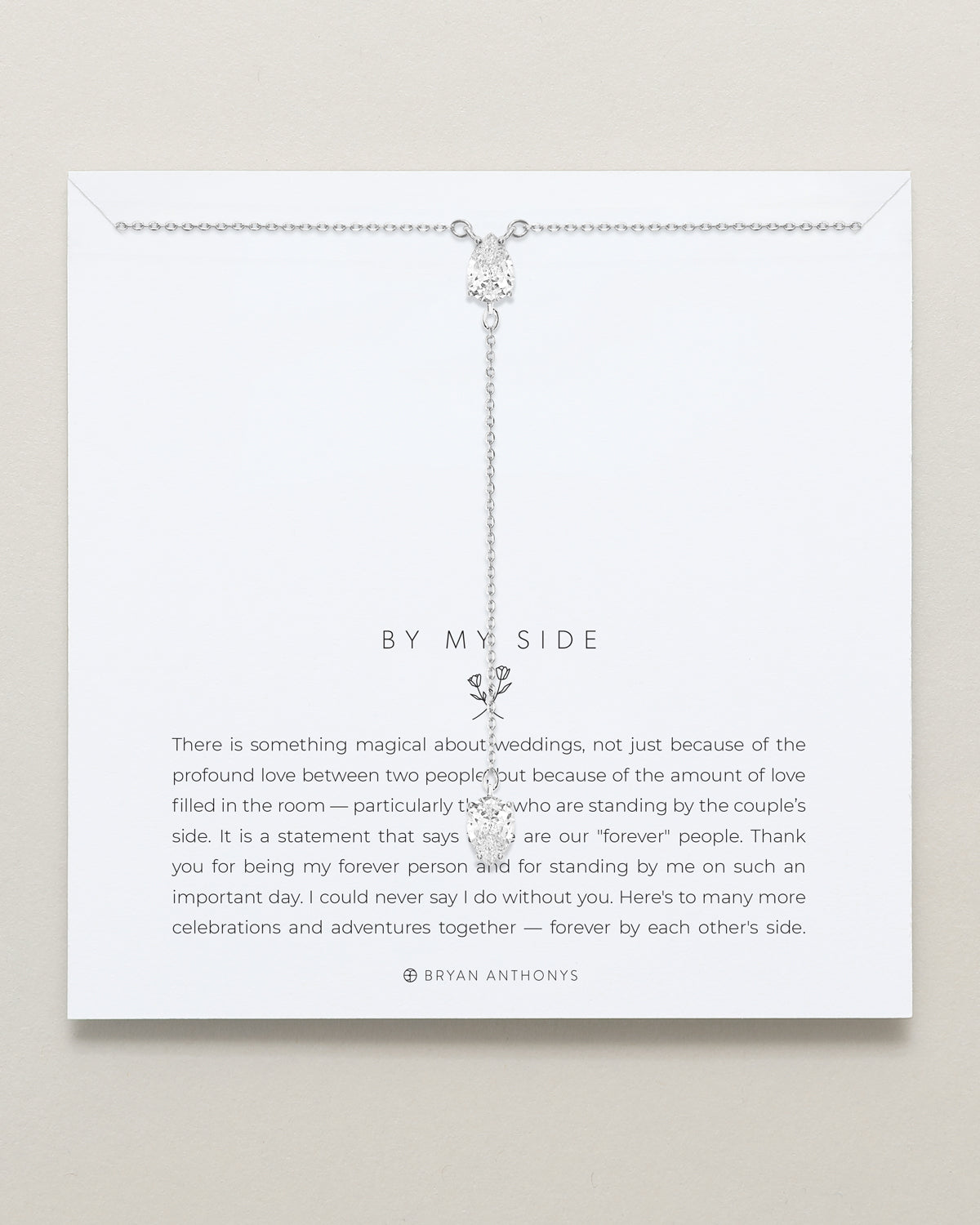 By My Side Pear Cut Lariat Necklace