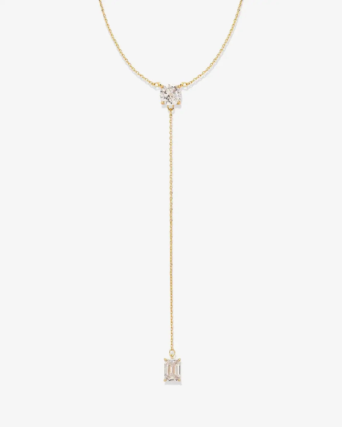 Beautifully Broken Emerald Cut Lariat Necklace