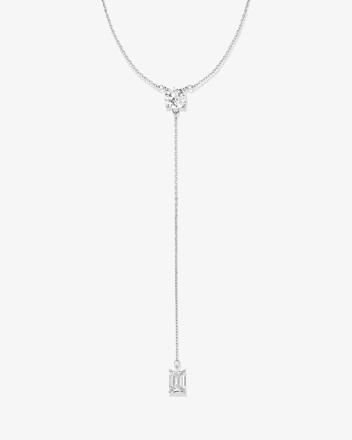 Beautifully Broken Emerald Cut Lariat Necklace