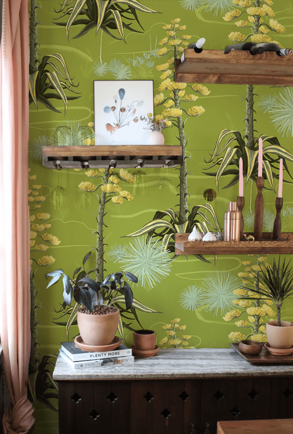 Agave Valley Wallpaper, green