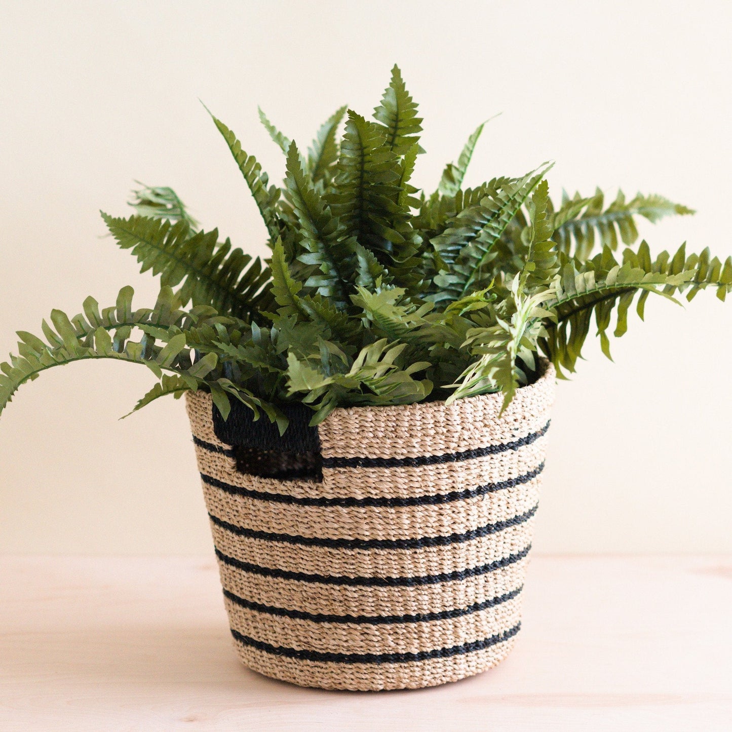 Black + Natural Striped Tapered Basket - Modern Baskets | LIKHÂ