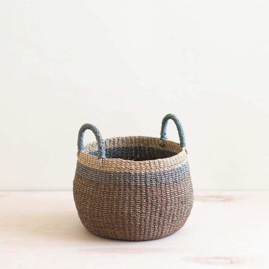 Brown Tabletop Bulge Basket with Handle - Catch-all Basket | LIKHÂ