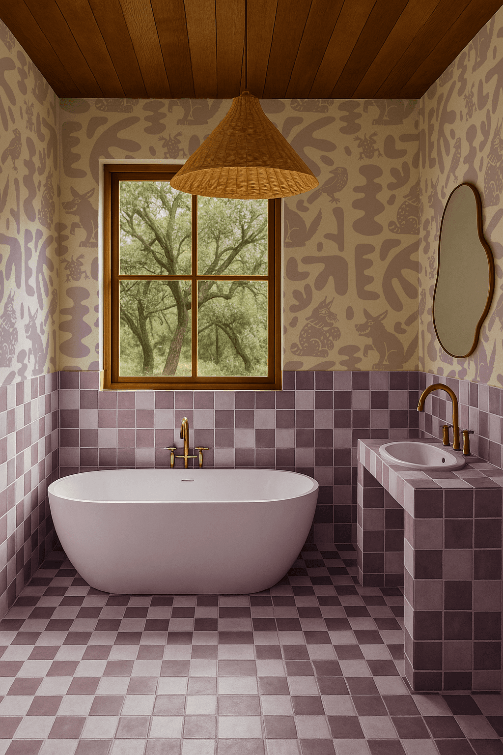 Abstract Animales Wallpaper, white and lavender