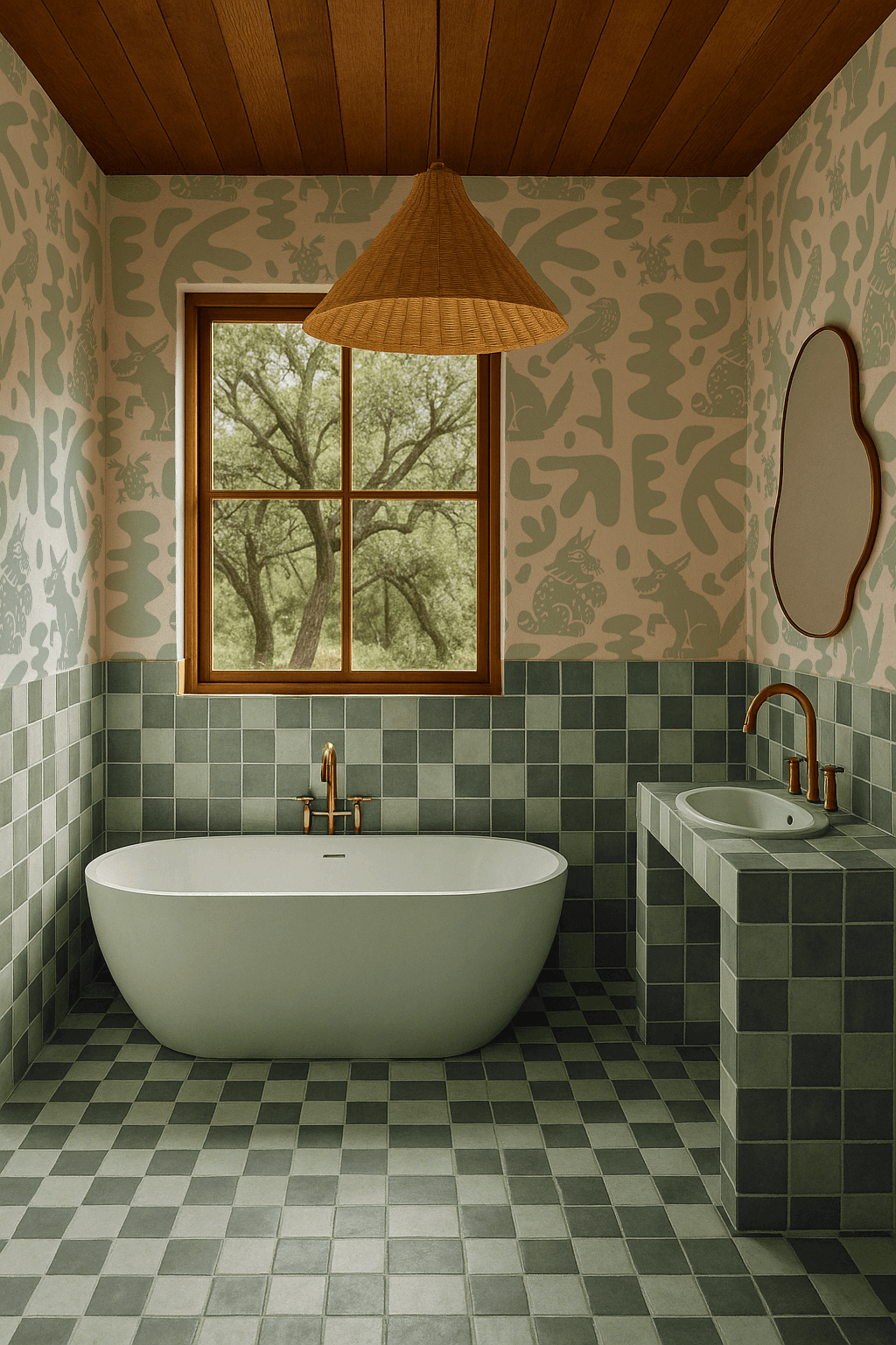 Abstract Animales Wallpaper, white and mint