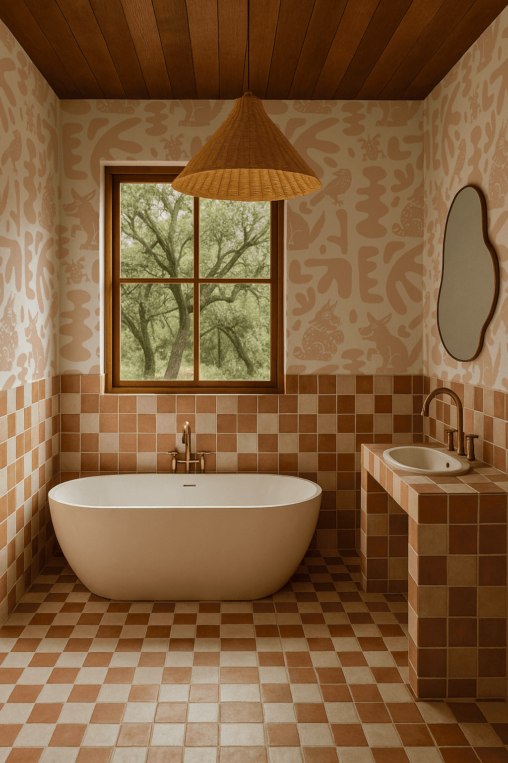 Abstract Animales Wallpaper, white and peach