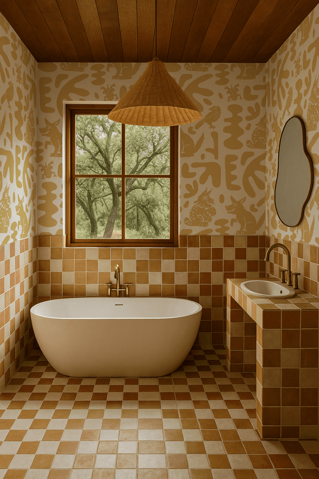 Abstract Animales Wallpaper, white and yellow