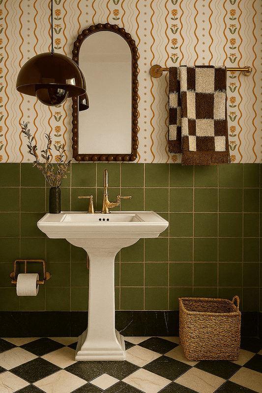 Posy Lane Stripe Wallpaper, beige and orange