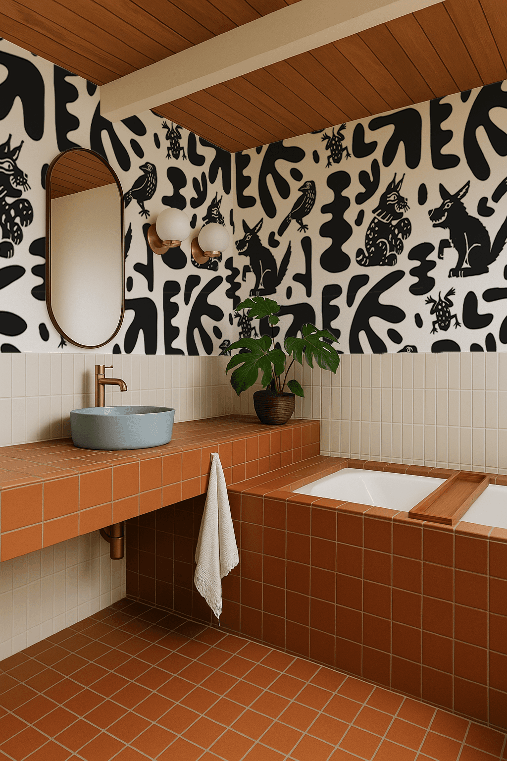Abstract Animales Wallpaper, white and black