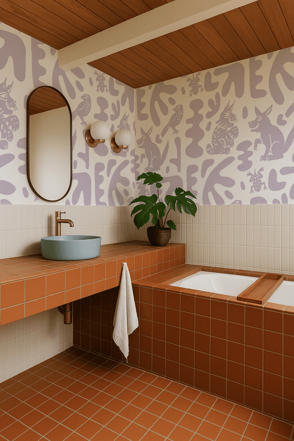 Abstract Animales Wallpaper, white and lavender