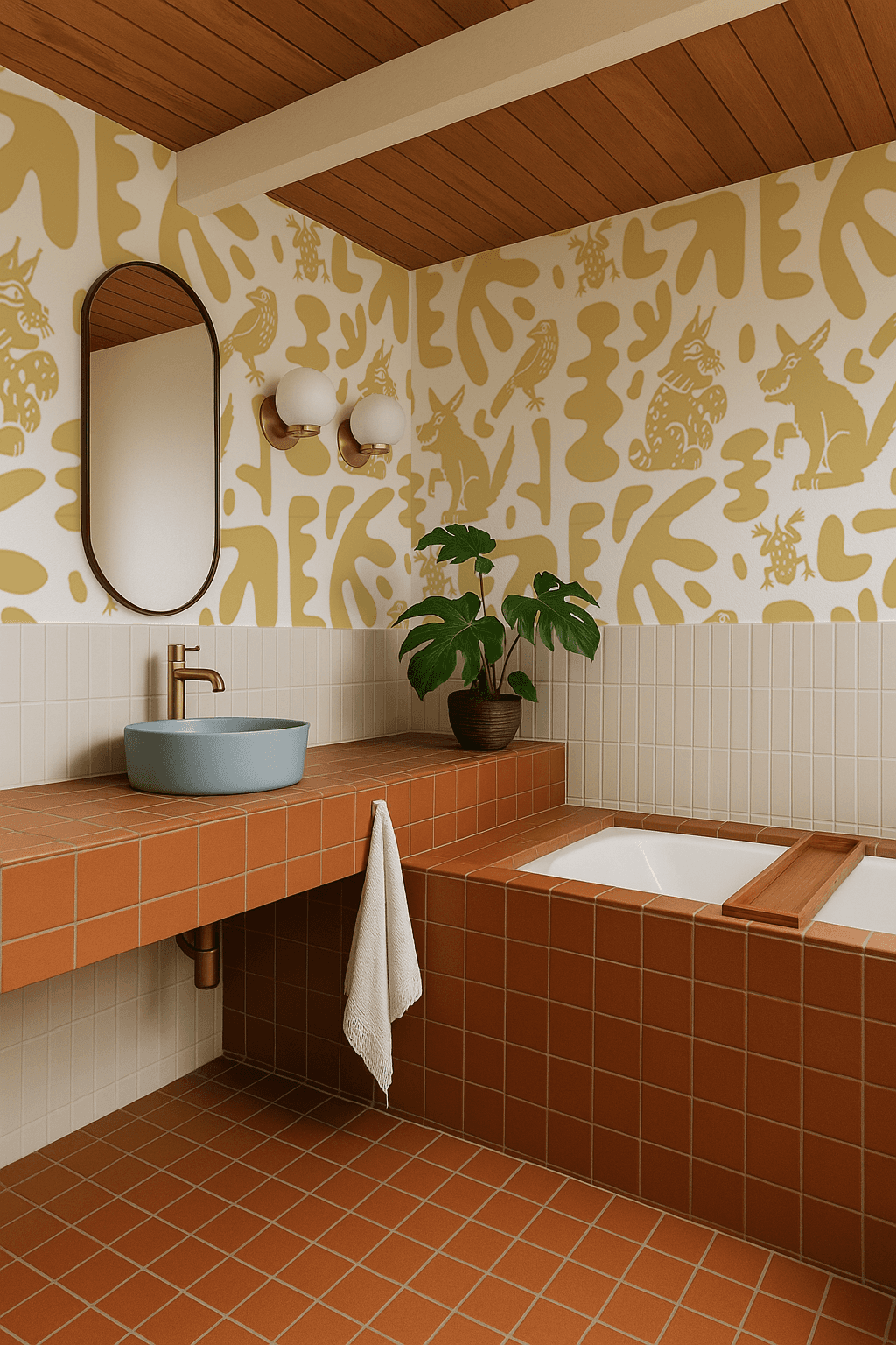Abstract Animales Wallpaper, white and yellow