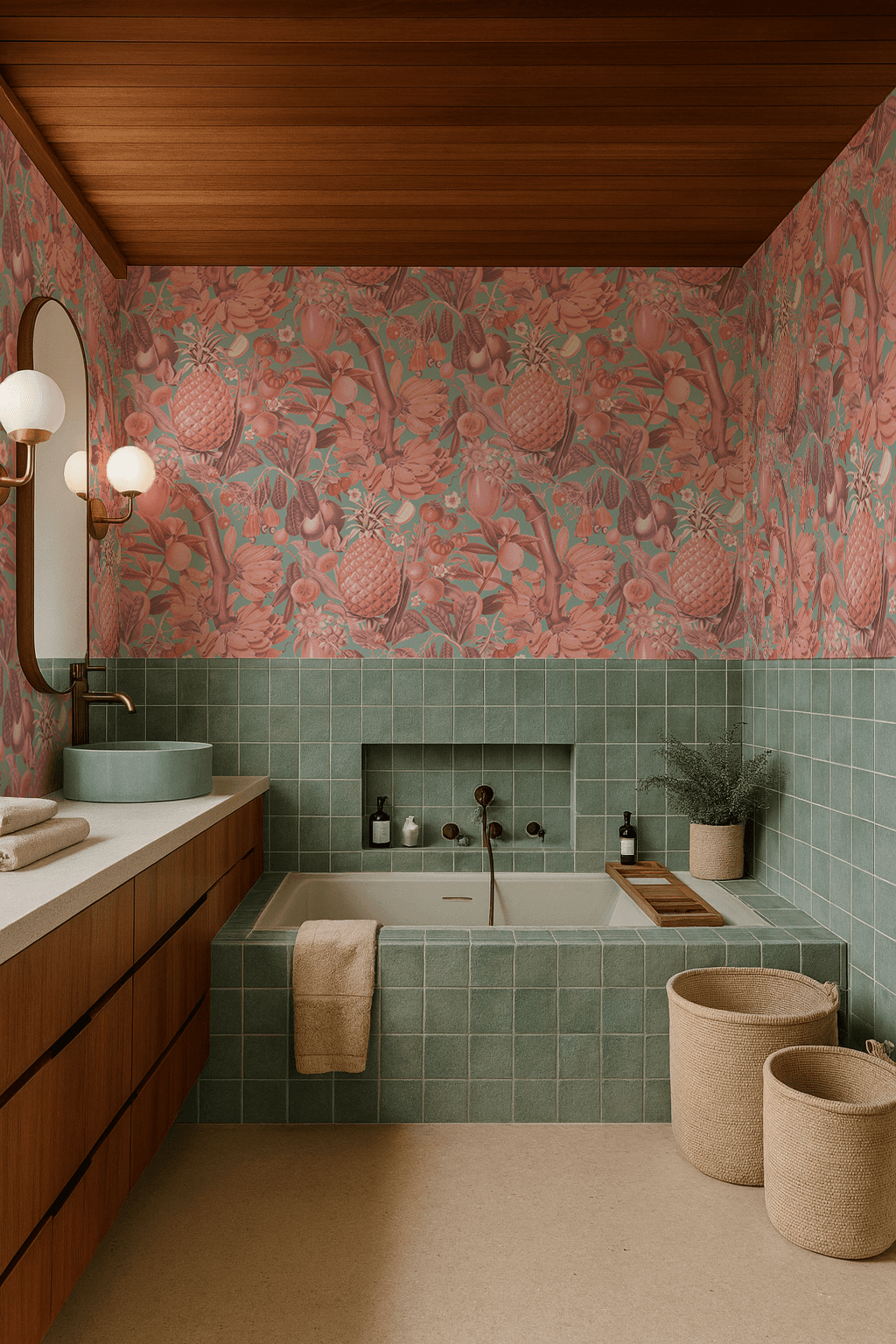 Juicy Fruit Wallpaper, mint and coral
