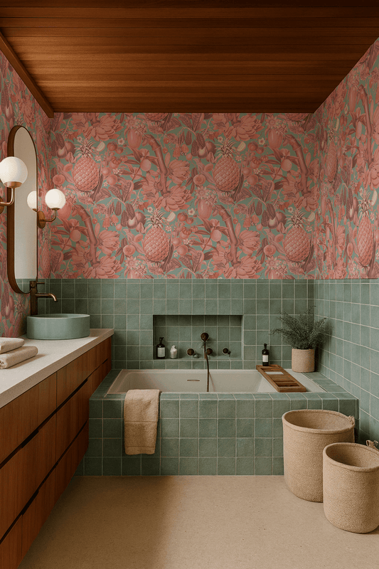 Juicy Fruit Wallpaper, mint and coral