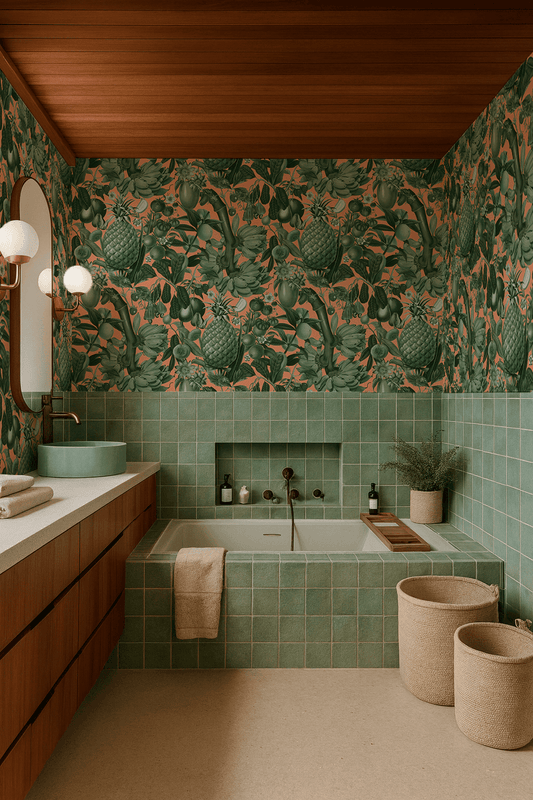 Juicy Fruit Wallpaper, peach and green
