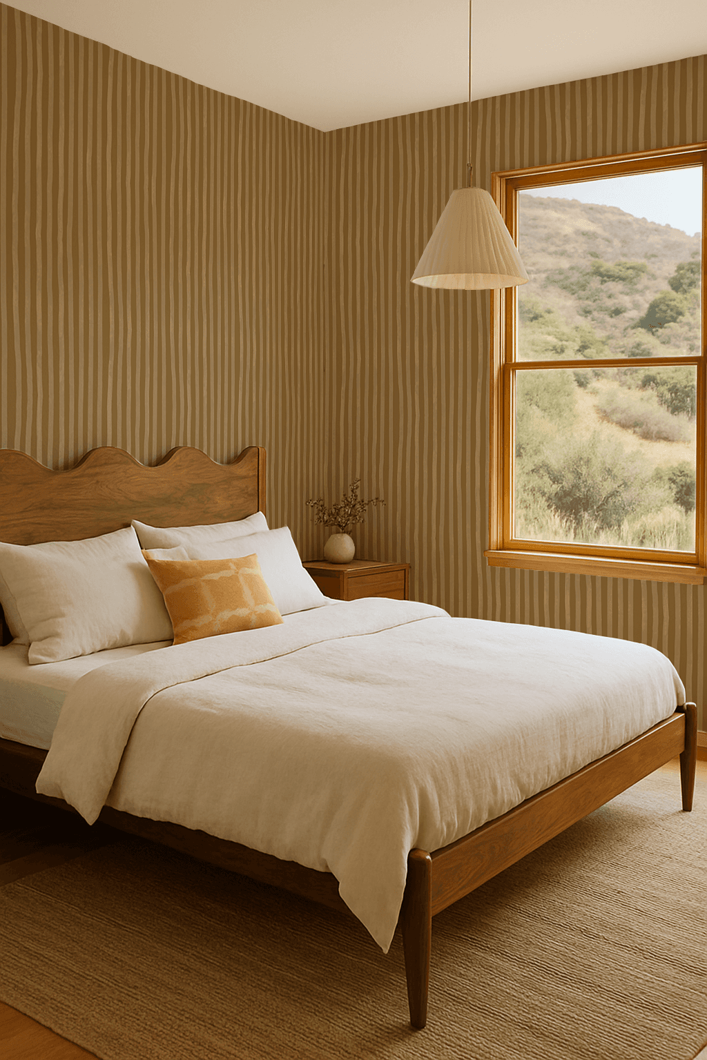 Dolce Stripe Wallpaper, mustard yellow and butter