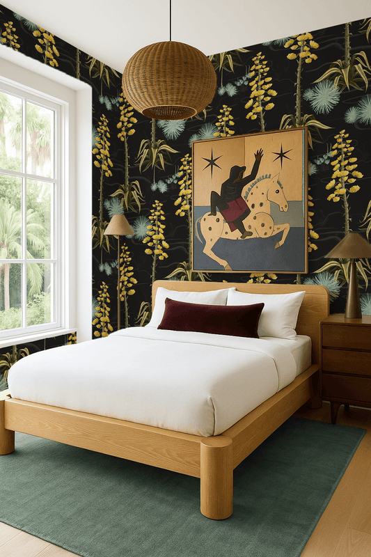 Agave Valley Wallpaper, black