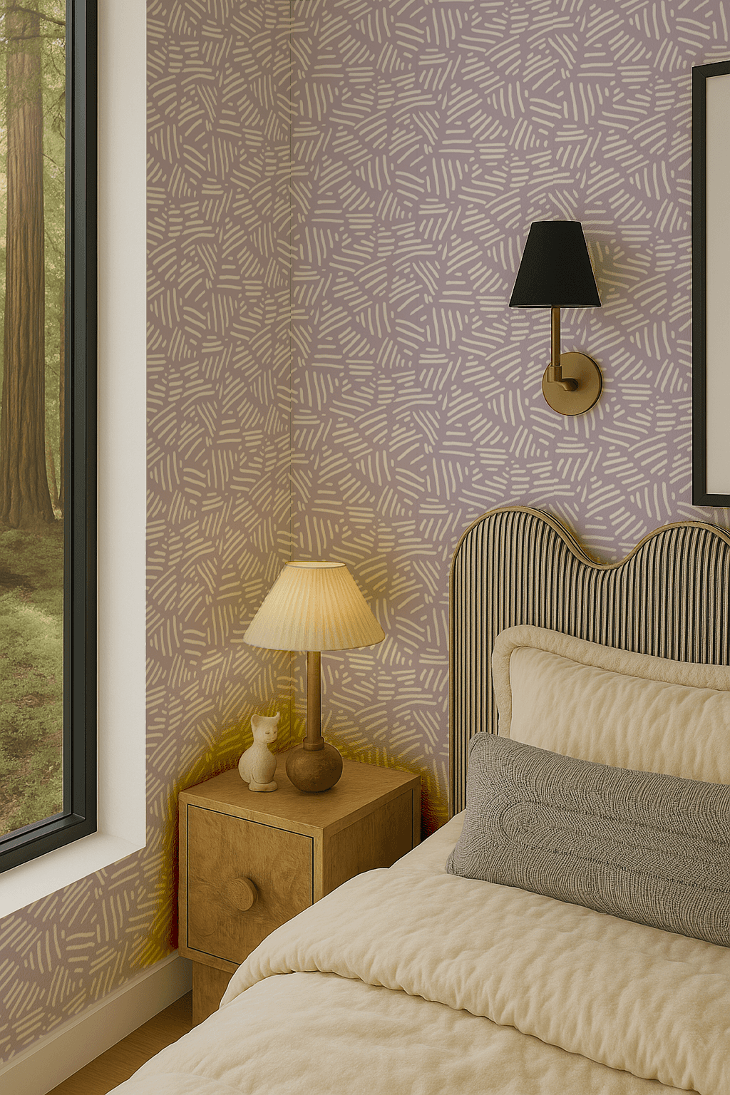 Simple Stripes Wallpaper, lavender and white