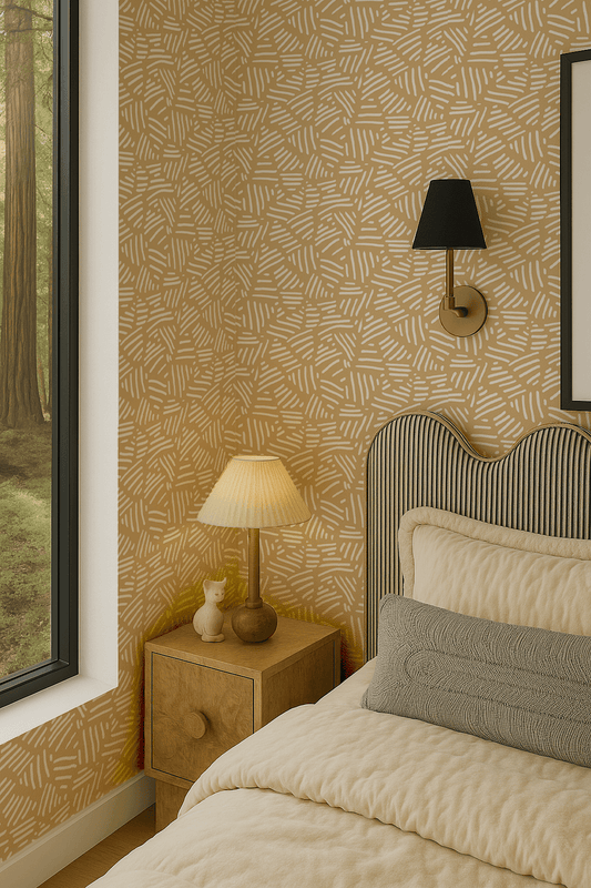 Simple Stripes Wallpaper, yellow and white