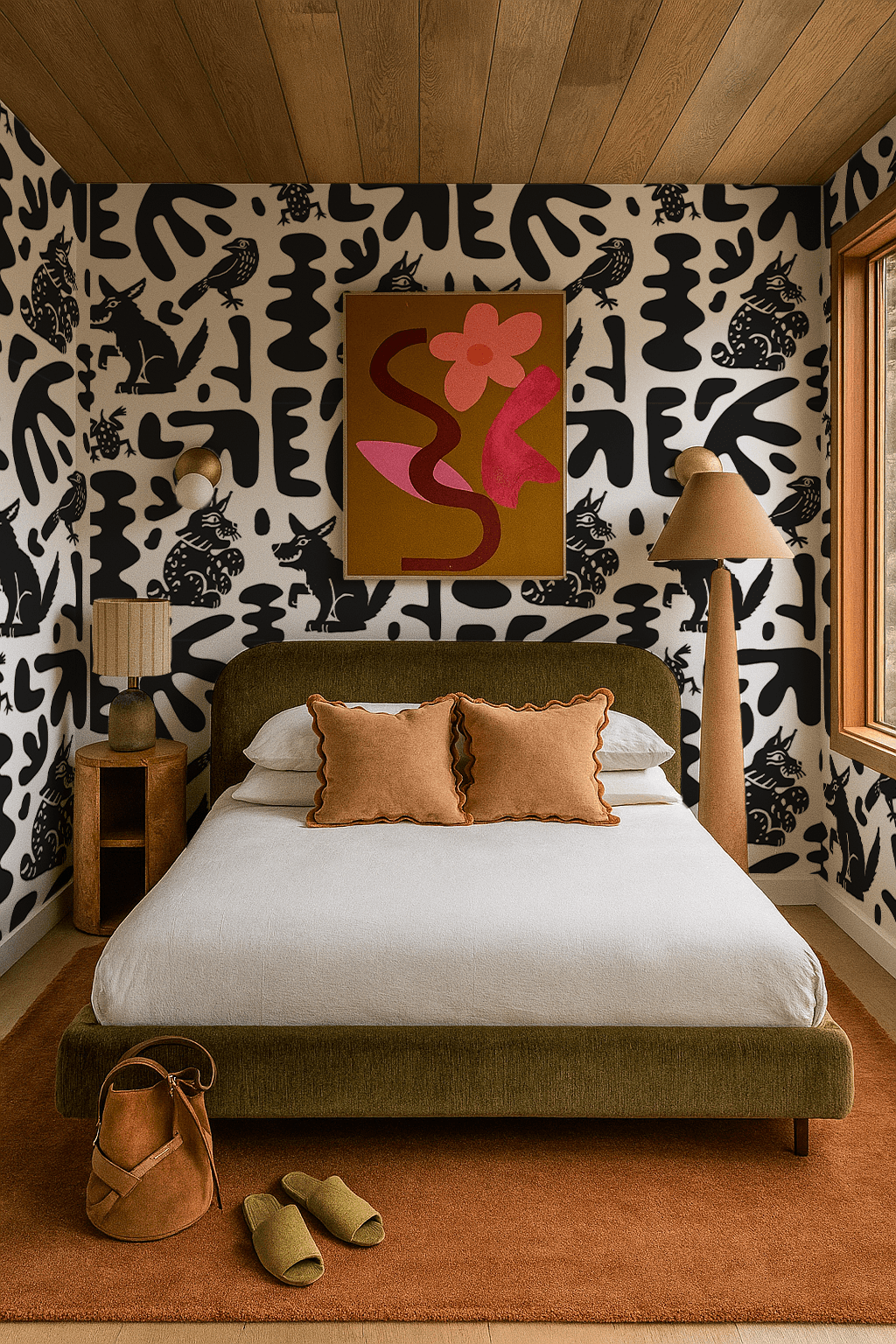 Abstract Animales Wallpaper, white and black
